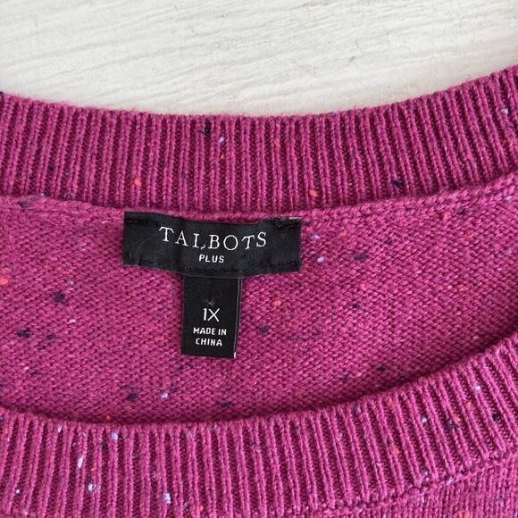 Talbots Kitty Tweed Crew Sweater Dress Button Accent Womens Plus 1X Pink - Picture 10 of 10